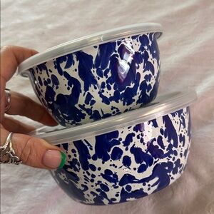 Golden Rabbit Prep Bowl Cobalt Swirl Set of Two